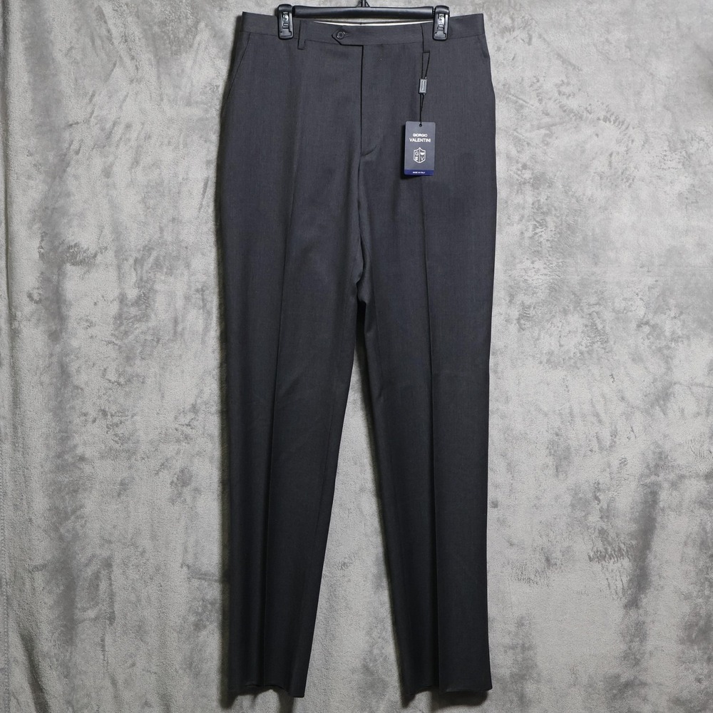 Giorgio Valentini Pants Mens 34x37.5 Gray Tollegno 1900 Wool Dress Pleated Italy